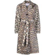 Ganni Womens Leopard Crispy Shell Tunic Jacket FARFETCH