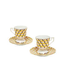 Double J Geometric Print Espresso Cup and Tray Set (Two-Pack)