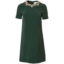 Final Sale] Carolina Herrera ladies crystal decorated short sleeve straight cylinder with dress FARFETCH