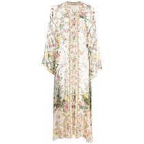 Camilla Womens Renaissance Romance Printed Silk Chiffon Cardigan Robe