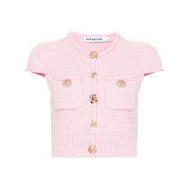 Self-Portrait Womens Beaded Button Knit Cropped Top FARFETCH