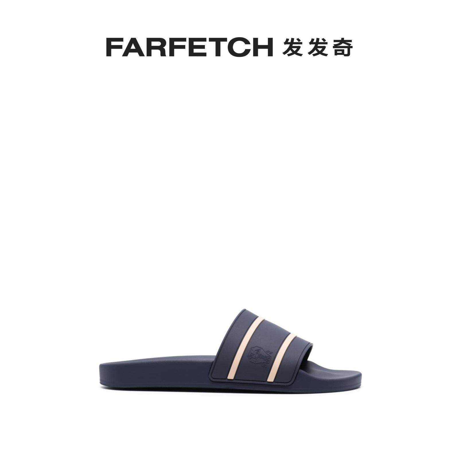 Brunello Cucinelli men logo embossing slippers FARFETCH Fat Chic-Taobao