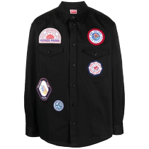 KENZO mens logo patch cotton shirt FARFETCH