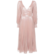 NISSA Womens Metallic Pleated Midi Dress FARFETCH