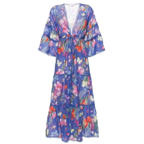 CHARO RUIZ IBIZA 1989 Womens Gerba Butterfly Print Long Blouse Dress