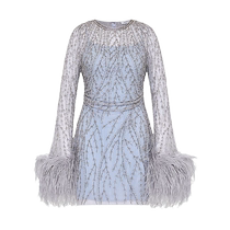 RACHEL GILBERT Womens Nowa Feather Trimmed Embellished Mini Dress FARFETCH