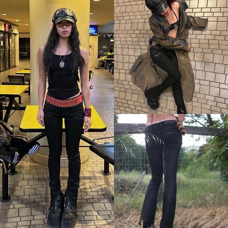 Already Ordered Rockrevival 26 Spring/Summer New Style Hot Girl Ultra-Low Waist Tight Micro-Flared Denim Pants for Women