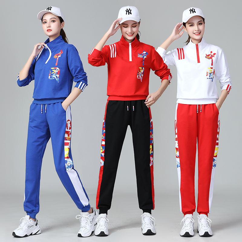 Spring Square Dance Package Chinese Men and Women with the same Li Cotton Outdoor Running Country Trail Dance Costume