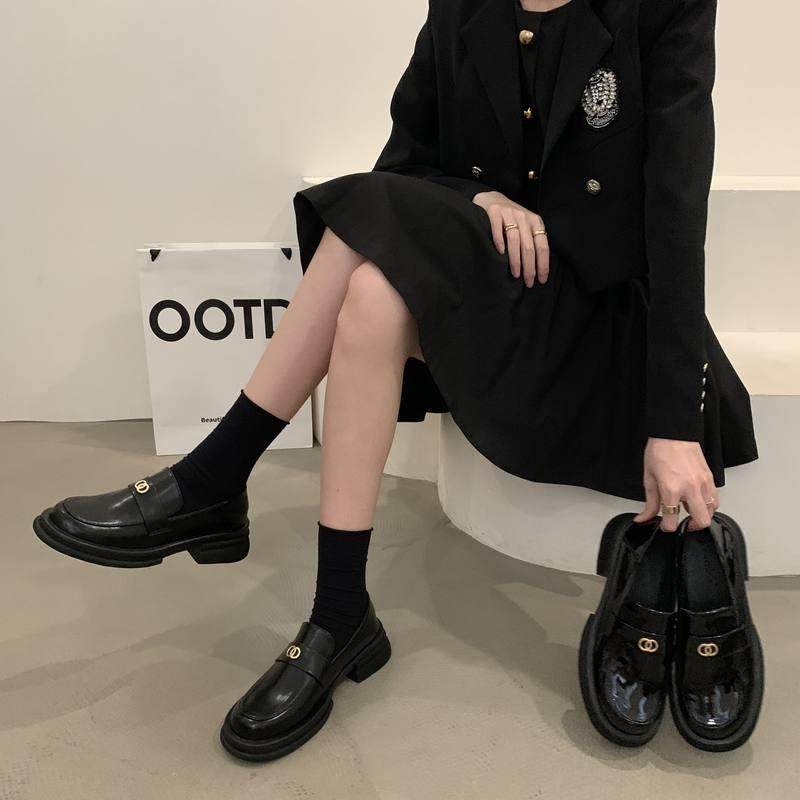 Tide Cards Senior Sensation Inglées Wines Small Leather Shoes 2023 Spring Fall New Retro Little Fragrant Wind Single Shoes Lefu Shoes Children-Taobao