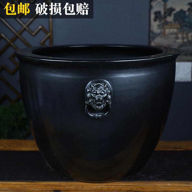 Ceramic fish tank living room floor-to-ceiling large courtyard old-fashioned large tank balcony water lily lotus ancient method to attract money and raise koi tank