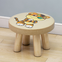 Net red creative small stool Fabric solid wood household shoe stool Childrens cute round stool Lazy sofa stool