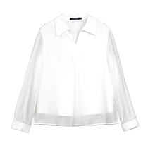 ELLE white commuting style V-neck loose shirt for women 2024 summer new design top light familiar French niche