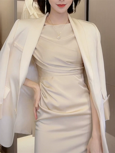 Летнее платье без рукавов, длинная юбка, французский стиль, изысканный стиль, средней длины