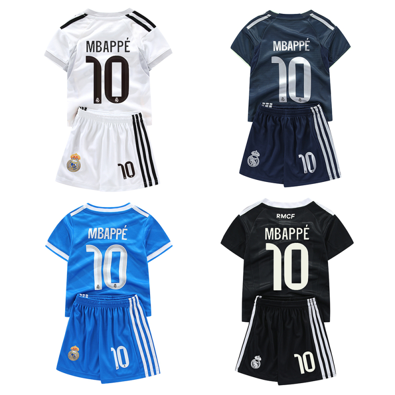 Children's Real Madrid Mbappe No. 10 Jersey Boys and Girls Home and Away Football Uniform Set Mbappe Jersey Children's Real Madrid Mbappe No. 10 Jersey Boys and Girls Home and Away Football Uniform Set Mbappe Jersey
