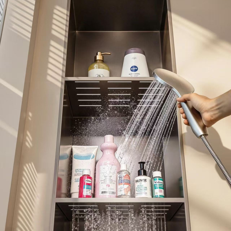 Drainage Stainless Steel Wall Niche Cabinet, Built-In Bathroom Hollow Storage Rack, Bathroom Metal Finished Product, Toilet Shower Room