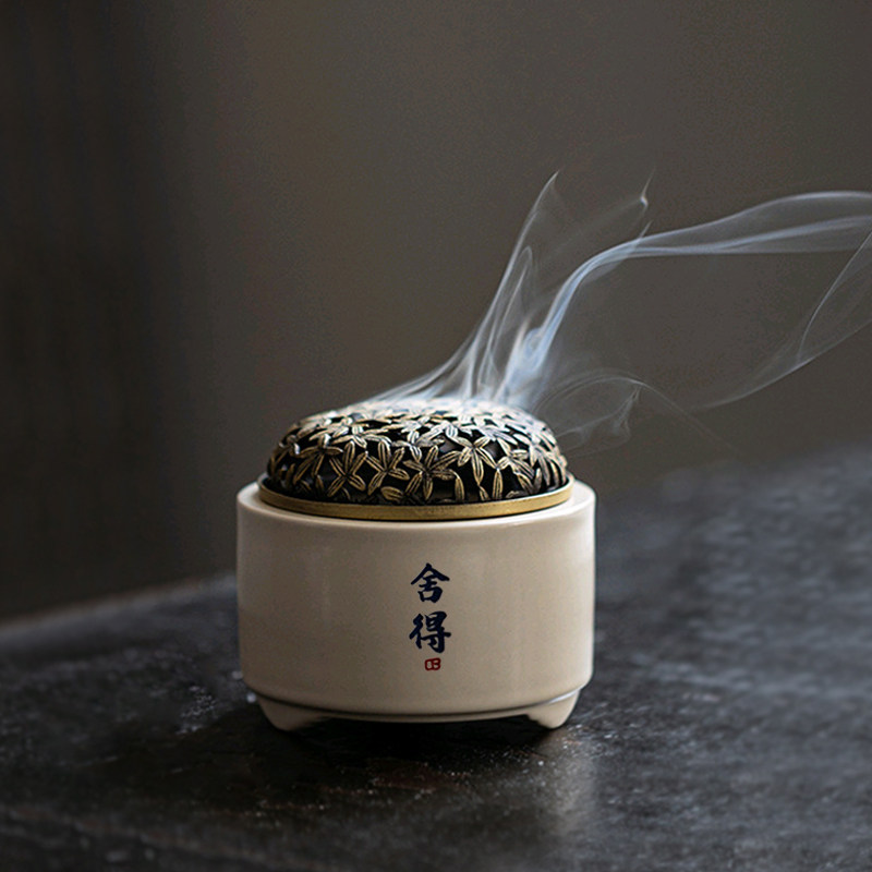 Antique ceramic small incense stove dish incense stove Home sandalwood Smoked incense indoor scented scented scented scented scented incense holder incense stove-Taobao