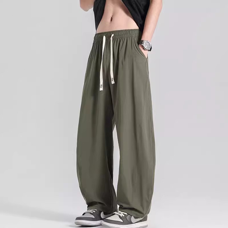 Kuraishi Kazuki American-Style Curved Hem Pants for Men, Summer Thin, Loose Fit, Cool and Versatile, New Men's Casual Pants