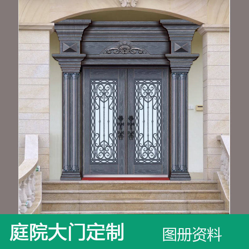 Villa gate entrance open door of imitation bronze steel security door zinc alloy rural door engineering door courtyard gate