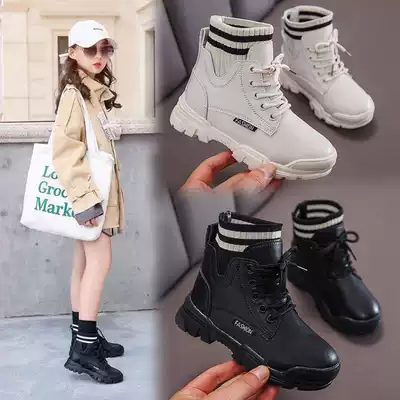 Children's Martin boots women's real leather 2020 autumn and winter new Korean version of the big child plus velvet boys boots British style booties