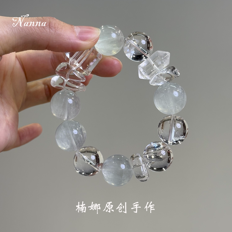 Nana【Bing Xin】Natural Brushed Mint Fluorite White Crystal Cube Bracelet Rainbow White Aze Luxury Bracelet Nana【Bing Xin】Natural Brushed Mint Fluorite White Crystal Cube Bracelet Rainbow White Aze Luxury Bracelet
