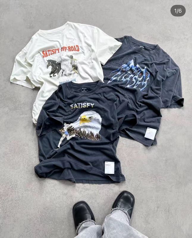 Distressed Washed Cotton Eagle Print Vintage Short-Sleeve Jogging Marathon T-Shirt Distressed Washed Cotton Eagle Print Vintage Short-Sleeve Jogging Marathon T-Shirt