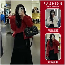 2022 new fall style pregnant women plus size temperament short design long-sleeved solid color round neck sweater tops for women