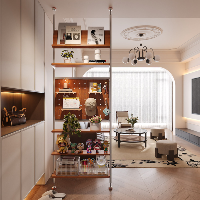 Perforated Board Floor-To-Ceiling Storage Rack, Sofa Side Screen, Entryway Aluminum Partition, Decorative Storage Shelf