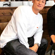 Yu Wenle with Chao brand Japanese small pocket orange cuff letter embroidery oversize men and women long sleeve T-shirt