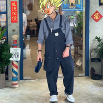 Japanese retro Amei Kazi Siamese overalls for men and women with wide legs loose Yu Wenle strap tooling set tide bf