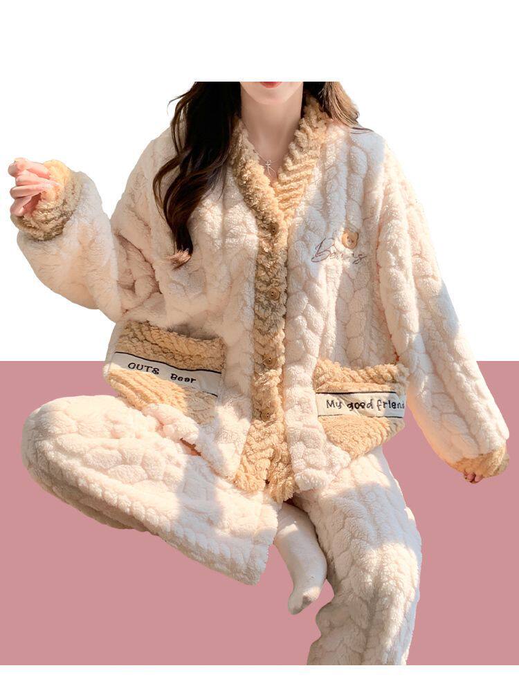2026珊瑚绒月子服冬产后孕妇睡衣大码产妇喂奶哺乳保暖加厚家居服 — 29