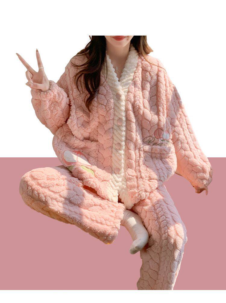 2026珊瑚绒月子服冬产后孕妇睡衣大码产妇喂奶哺乳保暖加厚家居服 — 40