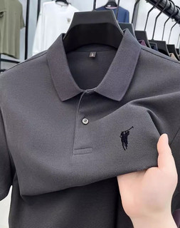 2025新款外贸男士商务短袖小马标刺绣翻领POLO衫夏季休闲百搭大码