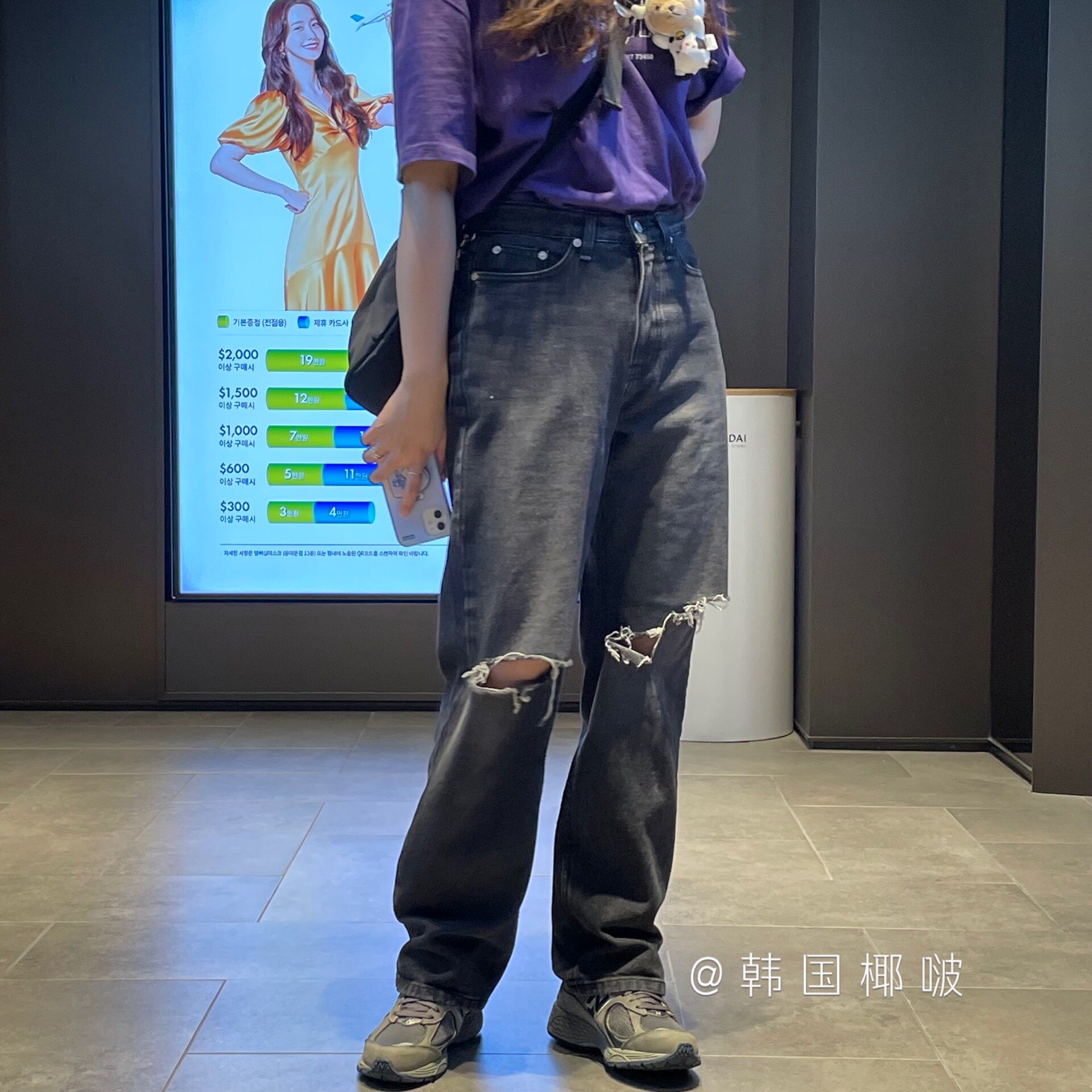 Korea Yebo ADLV direct mail 21 summer new high waist wide leg ripped jeans hot girls look thin