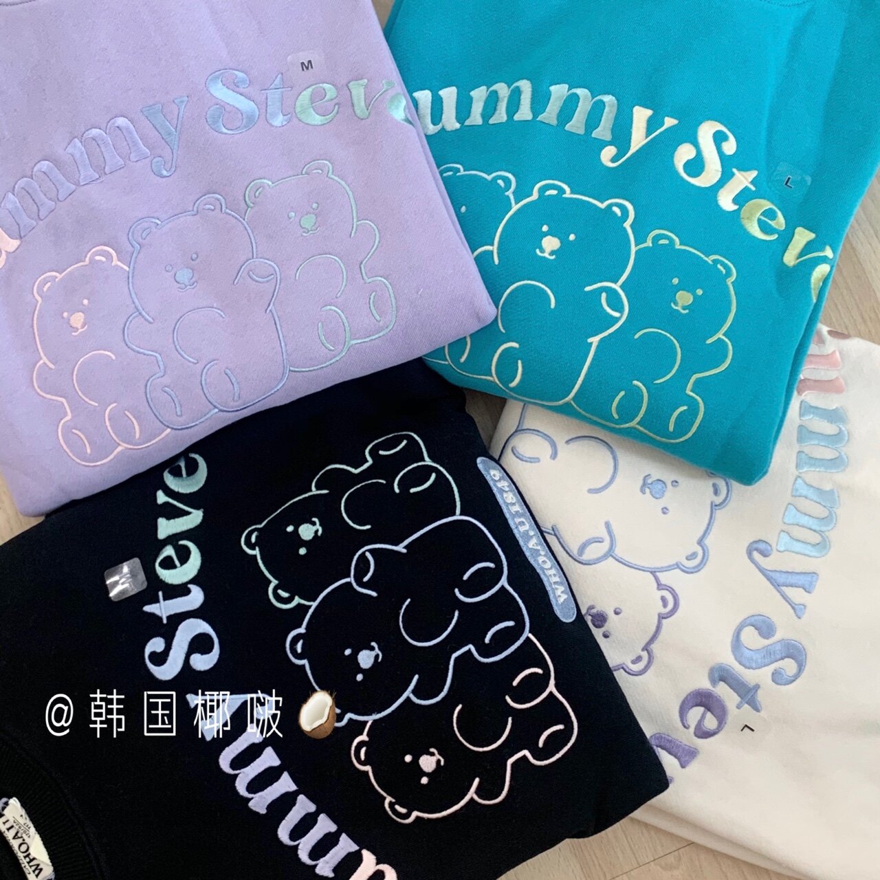 Domestic spot Korean coconut whoau 3 bears gradient soft candy embroidered sweater