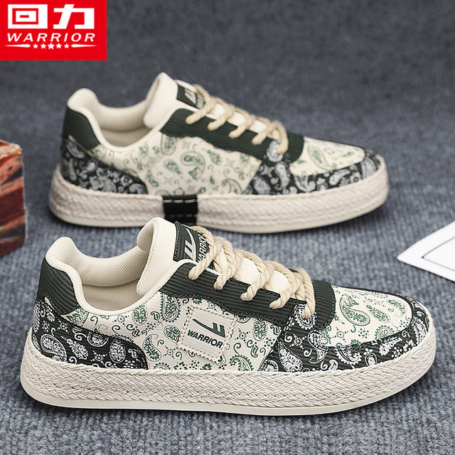 ເກີບຜ້າໃບ Pull-back canvas low-top men's shoes summer 2024 new cashew flower shoes casual flat shoes thousand-layer sole old Beijing fabric shoes