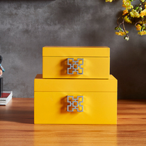 New Chinese style Hi word high-grade jewelry box Wood paint model room soft decoration and ornaments display box Vintage metal