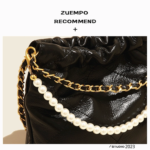 Цепь, мусорный мешок, сумка на одно плечо, ремешок для сумки, в стиле Шанель, на цепочке, коллекция 2023, из натуральной кожи