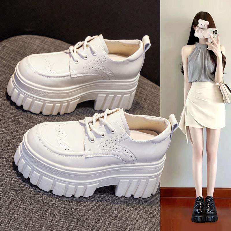Higher heels in Hong Kong with small leather shoes women 2023 new fall thick bottoms Lefoe shoes casual Inn Mary Jane shoes-Taobao