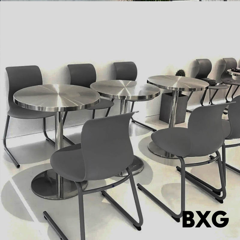 Industrial-style stainless steel thick round dining table round net red negotiation table reception guest negotiation leisure table and chair combination