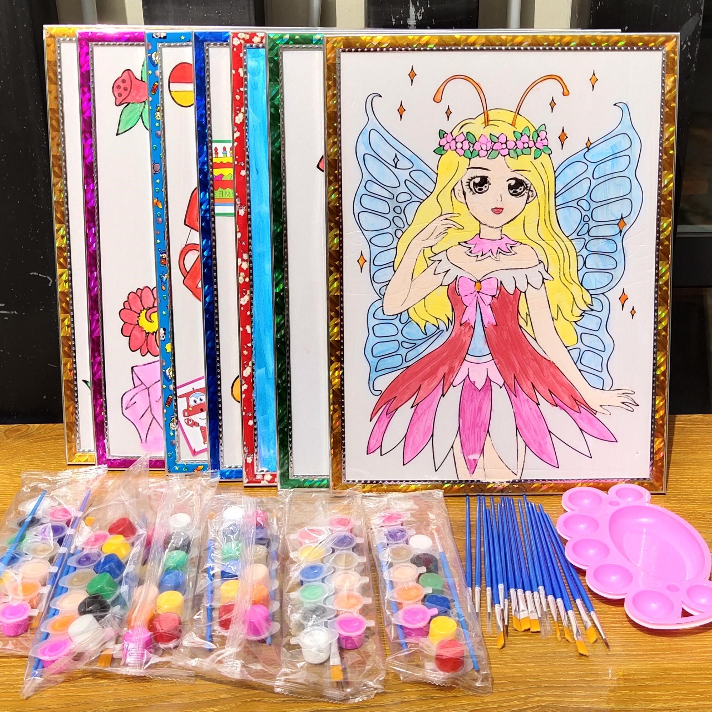 Children Draw Painted Foam Foam Board Square Doodle Drawing Board Paint Watercolor Painting Diy Water Powder Painting Swing Stall Suit