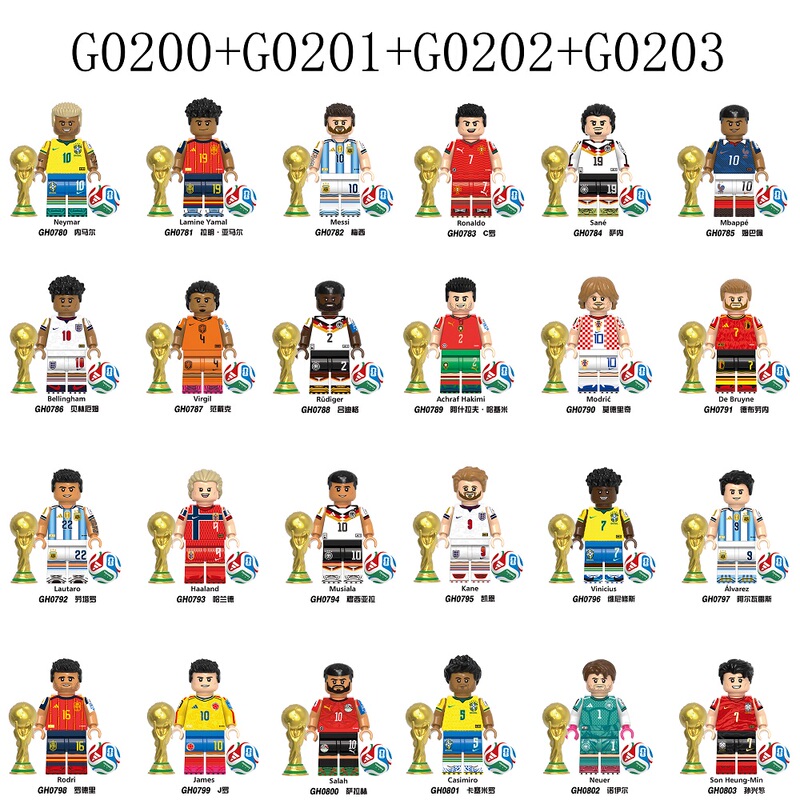 Messi Ronaldo G0200 Haaland G0201 Kane G0202 Mbappe Neymar Football Figures G0203 Messi Ronaldo G0200 Haaland G0201 Kane G0202 Mbappe Neymar Football Figures G0203