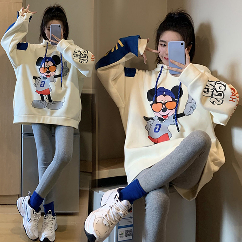 Pregnant women autumn suit loose tops and fashion hat suit 2022 new female spring and autumn network red two pieces