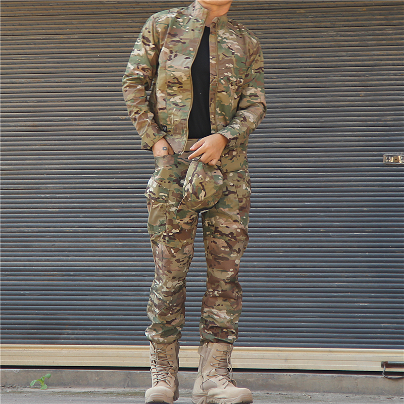 Fall Outdoor Male Tactical Short Jacket Thin Assault Jacket Jacket Camouflak Suit Dark Night Long Pants Worksite Labor Wear