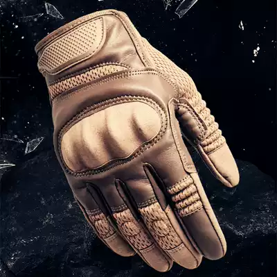 Autumn and winter new men's outdoor tactical gloves leather warm windproof locomotive riding combat all-finger fight sports