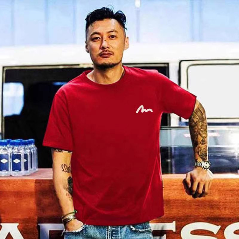 European and American Trendy Brand Summer Year of the Horse Shawn Yue's Zodiac Year Burgundy Small m Half-Sleeve Unisex Pure Cotton Loose Short-Sleeve T-Shirt