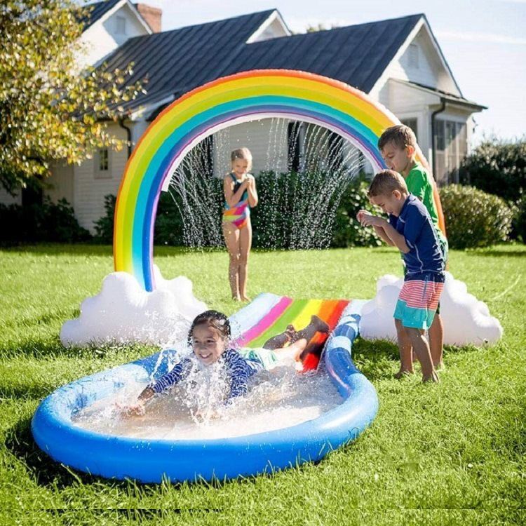 PVC Inflatable Rainbow Arch game water spray Arch Shark Arch water spray Arch Spot Lawn Water Spray Mat