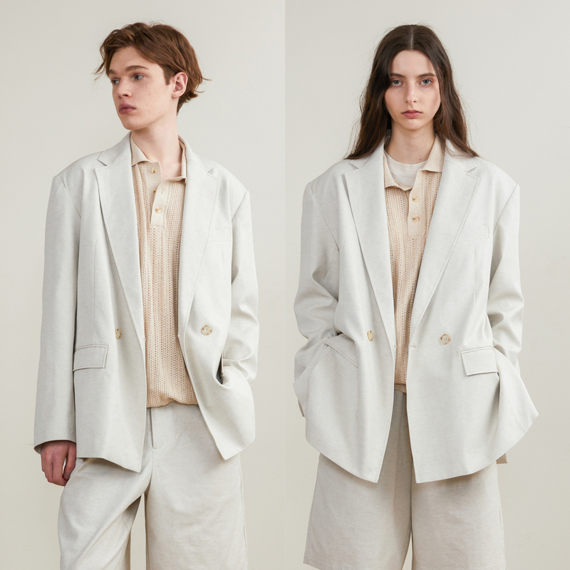Exclusive Tailored Code: Sagesalt Double-Breasted Casual Suit, Linen Blend with Uv Protection 6015Ln
