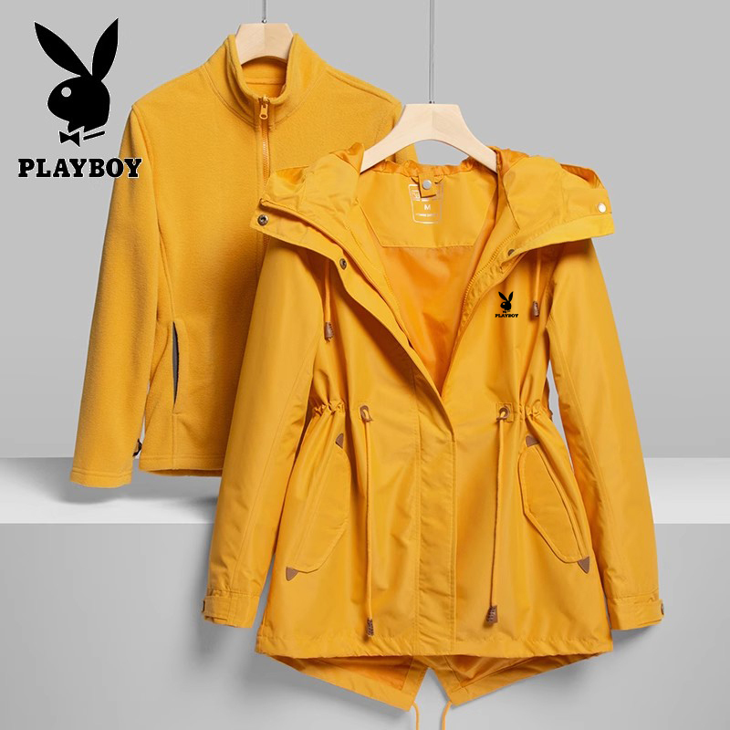 Playboy Women's Trendy Three-In-One Jacket, Suitable for Spring and Autumn, Two-Piece Set, Waterproof and Windproof, Suitable for Hiking and Skiing Playboy Women's Trendy Three-In-One Jacket, Suitable for Spring and Autumn, Two-Piece Set, Waterproof and Windproof, Suitable for Hiking and Skiing