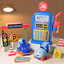 Childrens car simulation gas station house boy educational scene toy model boy 3 years old 4 year old girl