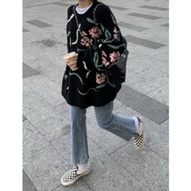 Micro-laden jeans womens small autumn and winter 2022 new wide-leg pants light-colored pants high-waisted thin flared pants
